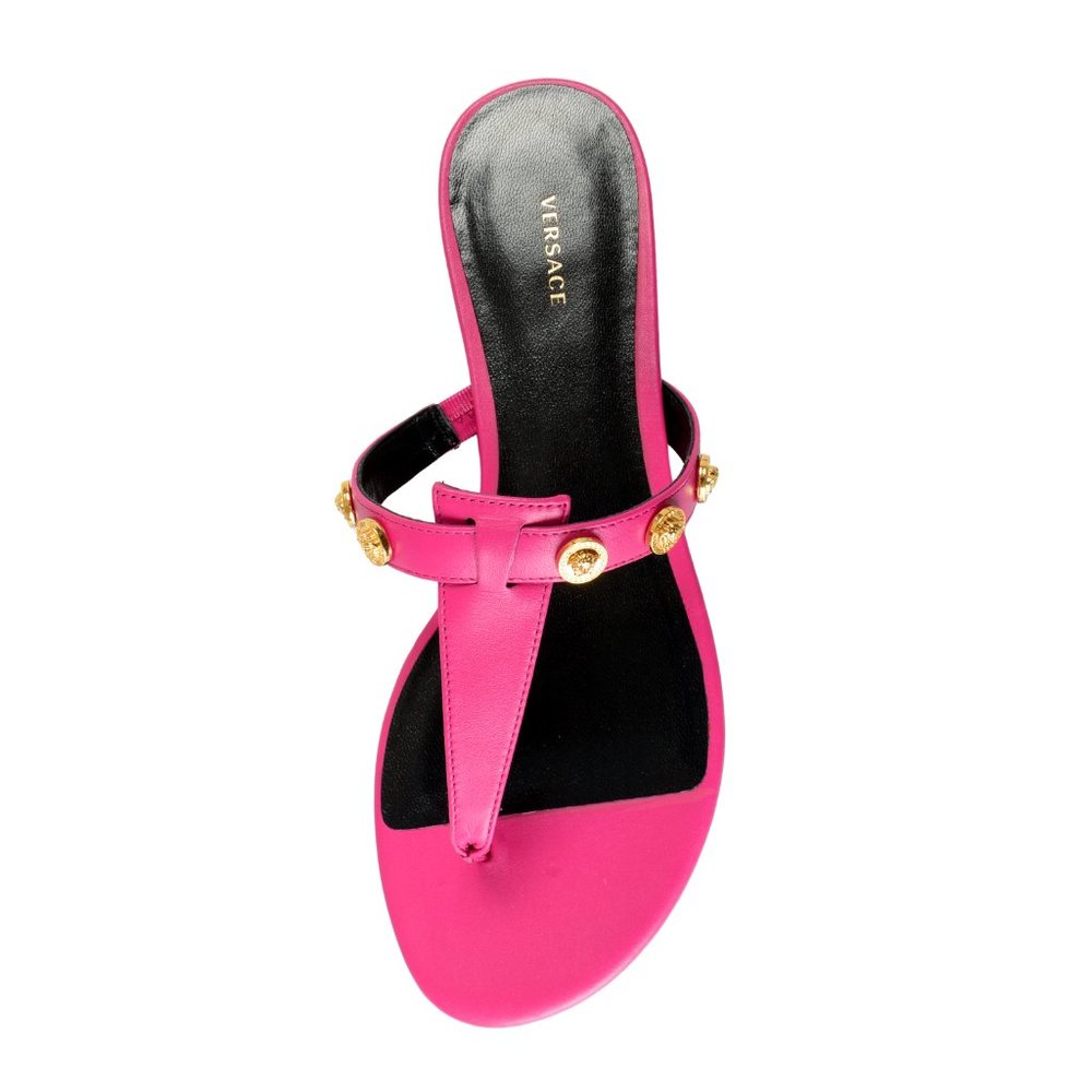 Versace Women's Orchid Metal Medusa Studs Sandals Flip Flop Shoes - Picture 7 of 8